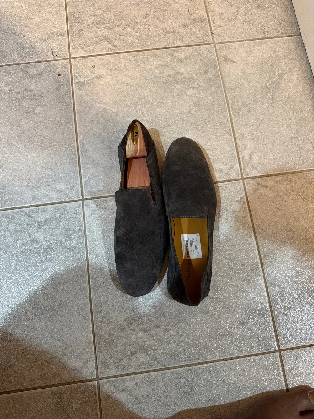 Magnanni Dark Gray Suede Slip-On Loafers